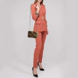 Pre Owned Valentino Gold Leather Roman Stud Clutch