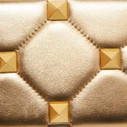 Pre Owned Valentino Gold Leather Roman Stud Clutch