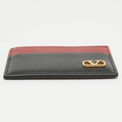 Pre Owned Valentino Multicolor Leather VLogo Card Holder