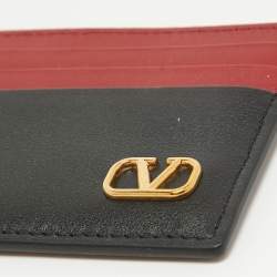 Pre Owned Valentino Multicolor Leather VLogo Card Holder