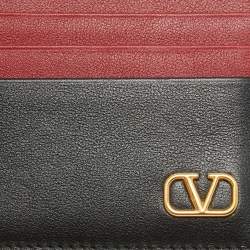 Pre Owned Valentino Multicolor Leather VLogo Card Holder