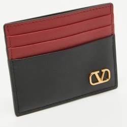 Pre Owned Valentino Multicolor Leather VLogo Card Holder