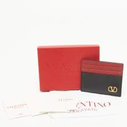 Pre Owned Valentino Multicolor Leather VLogo Card Holder
