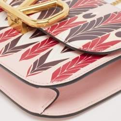 Pre Owned Valentino Pink Printed Leather VLogo Shoulder Bag