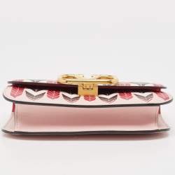 Pre Owned Valentino Pink Printed Leather VLogo Shoulder Bag