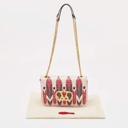 Pre Owned Valentino Pink Printed Leather VLogo Shoulder Bag