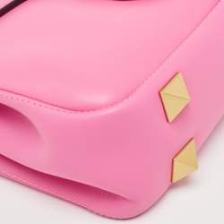Pre Owned Valentino Pink Leather Stud Sign Shoulder Bag