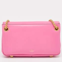 Pre Owned Valentino Pink Leather Stud Sign Shoulder Bag