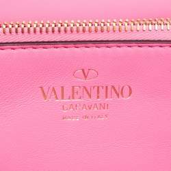 Pre Owned Valentino Pink Leather Stud Sign Shoulder Bag