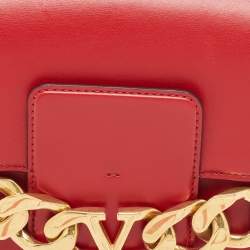 Pre Owned Valentino Red Leather VLogo Chain Bag