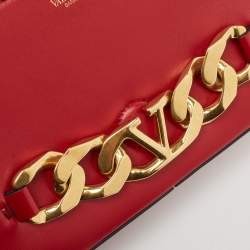 Pre Owned Valentino Red Leather VLogo Chain Bag