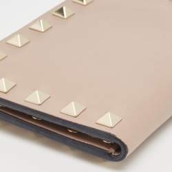 Valentino Dusty Pink Leather Rockstud Compact Wallet