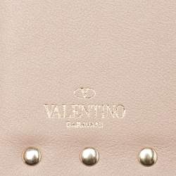Valentino Dusty Pink Leather Rockstud Compact Wallet