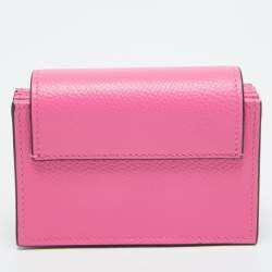 Pre Owned Valentino Pink Leather VLogo Accordion Card Holder