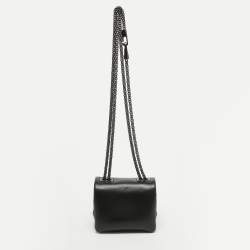 Pre Owned Valentino Black Leather Micro One Stud Crossbody Bag