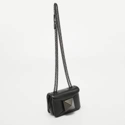 Pre Owned Valentino Black Leather Micro One Stud Crossbody Bag