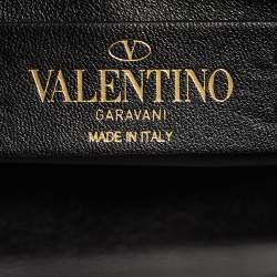 Pre Owned Valentino Black Quilted Leather Medium Roman Stud Top Handle Bag