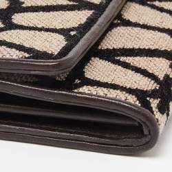 Pre Owned Valentino Tri Color Fabric and Leather Vlogo Compact Wallet