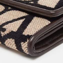 Pre Owned Valentino Tri Color Fabric and Leather Vlogo Compact Wallet