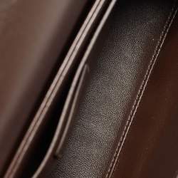 Pre Owned Valentino Brown/Beige Iconographe Canvas and Leather Le Petite Deuxième Top Handle Bag