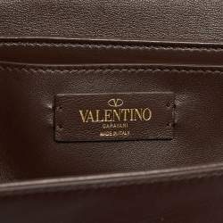 Pre Owned Valentino Brown/Beige Iconographe Canvas and Leather Le Petite Deuxième Top Handle Bag