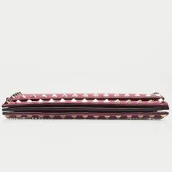 Pre Owned Valentino Fuchsia Leather Rockstud Flap Wallet on Chain