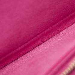 Pre Owned Valentino Fuchsia Leather Rockstud Flap Wallet on Chain