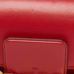 Pre Owned Valentino Red Leather Vlogo Chain Hobo