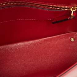Pre Owned Valentino Red Leather Vlogo Chain Hobo