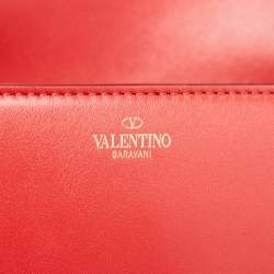 Pre Owned Valentino Red Leather Vlogo Chain Hobo