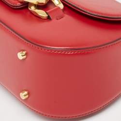 Pre Owned Valentino Red Leather Vlogo Chain Hobo