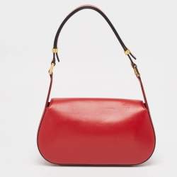 Pre Owned Valentino Red Leather Vlogo Chain Hobo