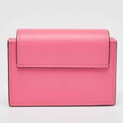مملوكة مسبقًا Valentino Pink Leather VLogo Gusset Card Case