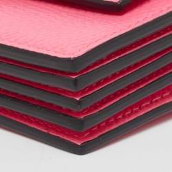 مملوكة مسبقًا Valentino Pink Leather VLogo Gusset Card Case