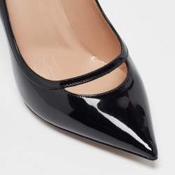 Pre Owned Valentino Black Patent Leather Ankle Cuff Pumps Size 39
