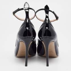 Pre Owned Valentino Black Patent Leather Ankle Cuff Pumps Size 39