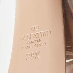 Pre Owned Valentino Beige/Transparent PVC and Leather Platform Pumps Size 38.5