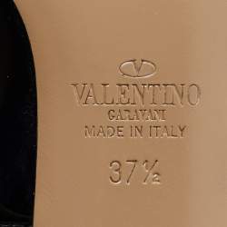 Pre Owned Valentino Black Patent Leather Ankle Cuff Pointed Toe Pumps Size 37.5