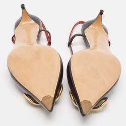 Pre Owned Valentino Black Leather Escape V logo Pumps Size 38