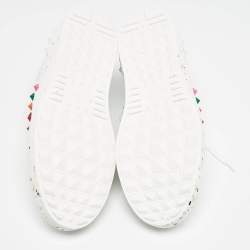 Pre Owned Valentino White Leather Rockstud Low Top Sneakers Size 44