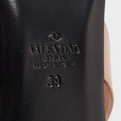 Pre Owned Valentino Dusty Pink Leather Roman Stud Thong Flats Size 39