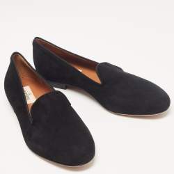 Pre Owned Valentino Black Suede One Rockstud Smoking Slippers Size 38.5