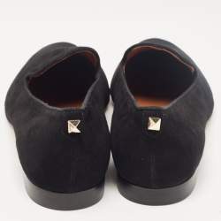 Pre Owned Valentino Black Suede One Rockstud Smoking Slippers Size 38.5