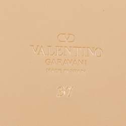 Pre Owned Valentino Multicolor Leather and Raffia Rockstud Platform Espadrille Sandals Size 37