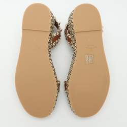 Pre Owned Valentino Multicolor Leather and Raffia Rockstud Platform Espadrille Sandals Size 37
