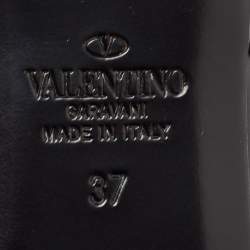 Pre Owned Valentino Black Leather Roman Stud Flat Mules Size 37