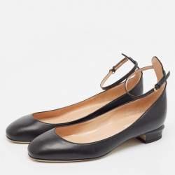 Valentino Black Leather Ankle Strap Ballet Flats Size 39