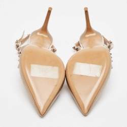 Pre Owned Valentino Metallic Leather Rockstud Pumps Size 38.5