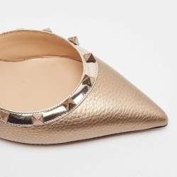 Pre Owned Valentino Metallic Leather Rockstud Pumps Size 38.5