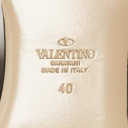 Pre Owned Valentino Black Leather Roman Stud Flat Slides Size 40